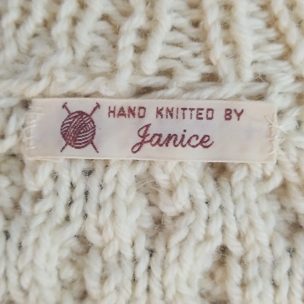 Gorgeous expertly hand knit aran/Irish/cable sweater ivory wool pure beauty! - Picture 7 of 14